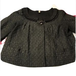 Miss Me BLACK swing JACKET Cropped blazer OFFICE business womens L round collar